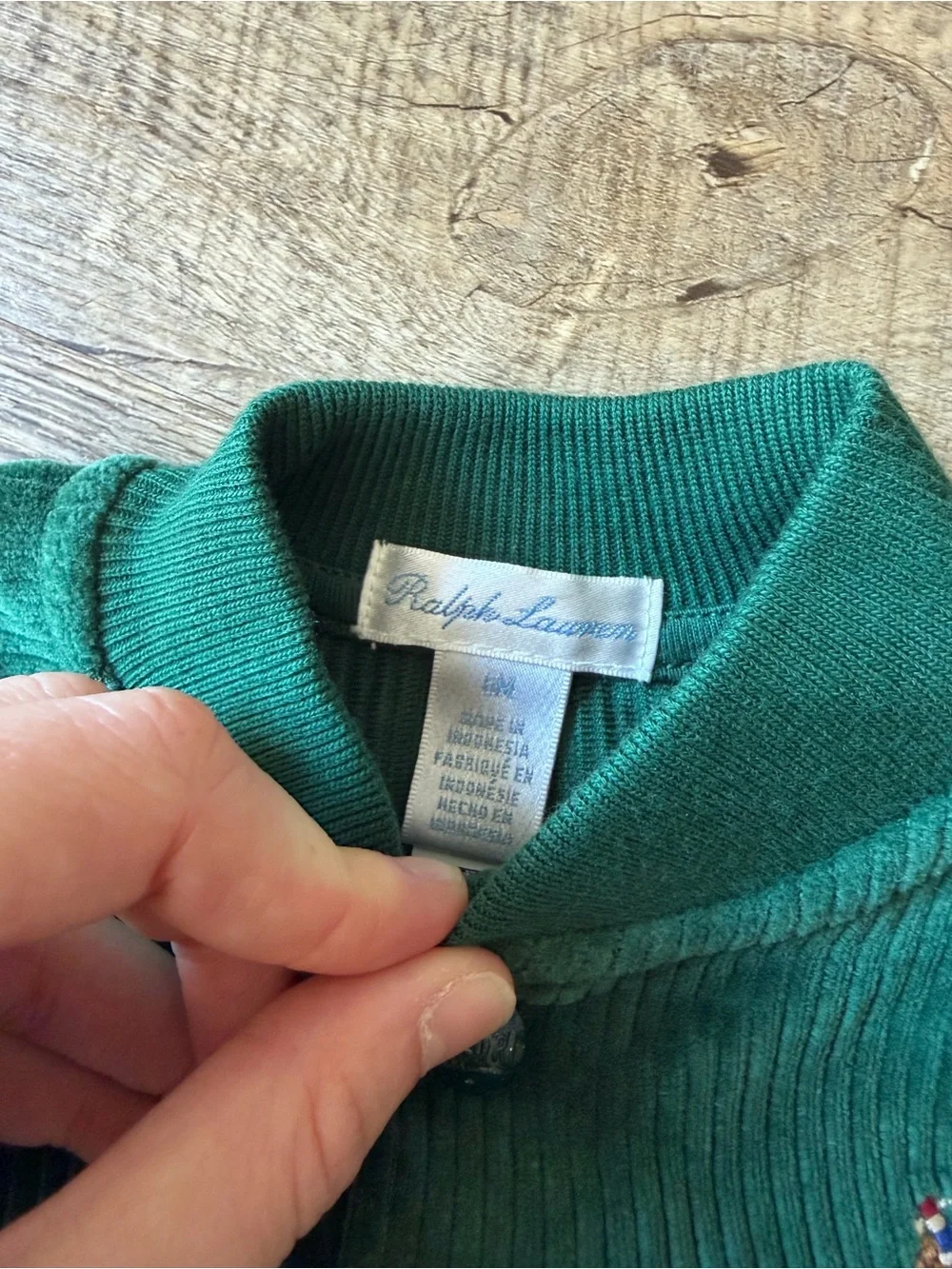 Ralph Lauren Baby Boy Green Knit Corduroy Snap Button Baseball Jacket 6M